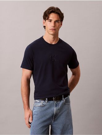 Calvin Klein Jeans Calvin Klein Mens Embossed Monogram Logo Tee - Navy - 2XL
