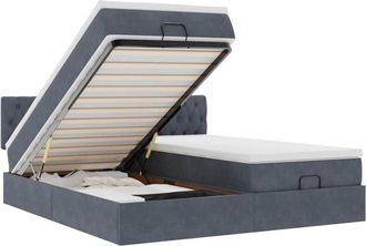 vidaXL Estructura Cama Otomana Colchones Terciopelo Gris Oscuro Vidaxl