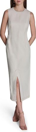 BCBGeneration Jewel Neck Sheath Midi Dress in Ecru at Nordstrom, Size 16