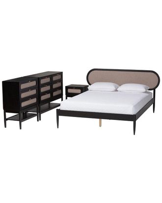 Baxton Studio Shirin Mid-Century Queen 4Pc Bedroom Set