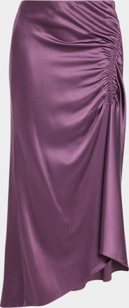 Veronica Beard Felecia Ruched Satin Skirt