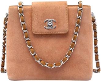 Chanel Pre-owned Vintage Suede Crossbody Bag - Dames - Vintage Schoudertas - Bruin - ONE Size - Leer - Vintage