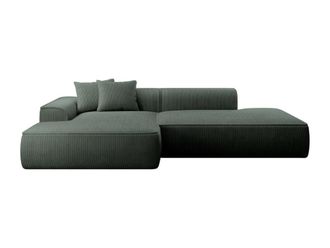 VENTE-UNIQUE.COM Sof&aacute; rinconera terciopelo 5 plazas verde pino 305x156cm
