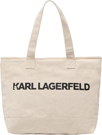 Karl Lagerfeld K/Essential Katoenen Tote Bag - Dames - Shoppers - Beige - ONE Size - Katoen - Tassen