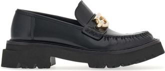 Ferragamo Black Black Gancio Leather Loafers