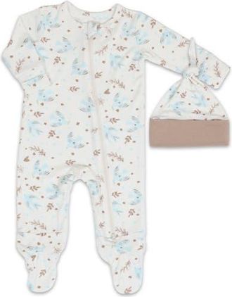 Everly Grey Jersey Long Sleeve Footie & Hat Set in Nest at Nordstrom, Size Newborn