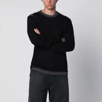 Maison Margiela Asymmetrical crewneck sweater in black and grey