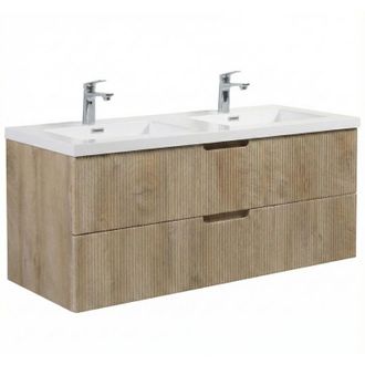 Badplaats Set mobili da bagno Thermis 120 cm - Rovere chiaro - Mobile da bagno con doppio lavabo