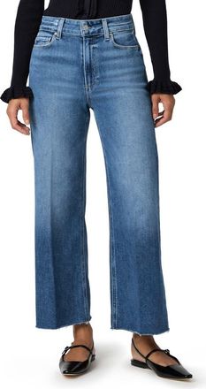 Paige Anessa High Waist Raw Hem Wide Leg Jeans in Westminster Distressed at Nordstrom, Size 27
