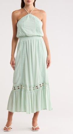 Lovestitch Smocked Halter Maxi Dress in Dusty Sage at Nordstrom Rack, Size Medium