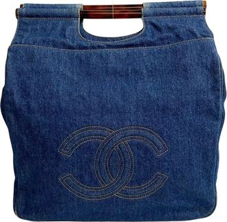 Chanel blue blue Plastic Handbag Tote Bag (Pre-Owned)