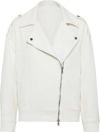 Brunello Cucinelli Off White Cotton Linen Jacket, Brand Size 46 (US Size 12)