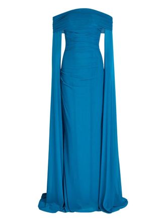 Talbot Runhof off-shoulder gown - Blue