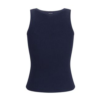 Max Mara Ribbed Viscose Tank Top - Navy