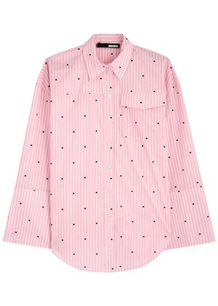 Rotate Sunday Rotate Sunday Striped Logo Cotton Shirt - Pink - 32 (UK4 / Xxs)