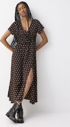 Twik Womens Crossover neckline crepe maxi dress