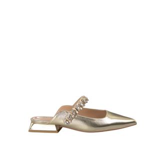 Alma En Pena Hoge hak schoen strass band - Dames - Slip ons - Geel - 38 EU - Leer - Schoenen