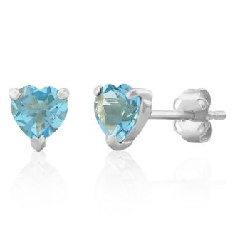 MAX + STONE 14K White or Yellow Gold 3 Prong Heart Shape Gemstone Stud Earrings