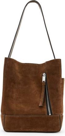 AllSaints Alba Leather Hobo Bag in Chestnut Brown Suede at Nordstrom Rack