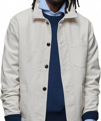 Merz b. Schwanen Workers Cotton Twill Jacket In Nature