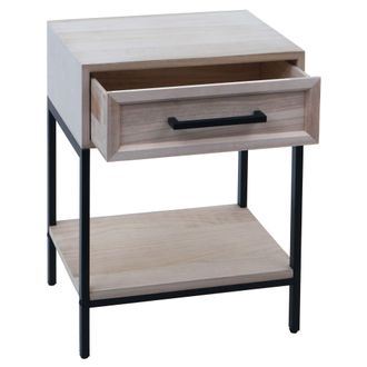 Hhg [nunca Usado] Mesilla De Noche Hhg-701, Mesilla De Noche Mesilla De Noche, Caj&oacute;n Aspecto Shabby Madera De Paulownia 59x43x36cm, Naturaleza