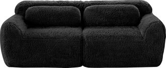 STILVORA Sof&aacute; Modular 2 Plazas En Tela Aterciopelada Con Base Antideslizante, Asiento Amplio Y 2 Cojines, Negro