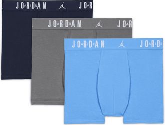 Nike Jordan Big Kids Cotton Core Boxer Briefs (3-Pack) in Blue | 9J0633-B9F