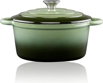 Alpina Cacerola De Hierro Fundido Esmaltado Color Verde 3,8 L, &Oslash;24 X 11,8 Cm