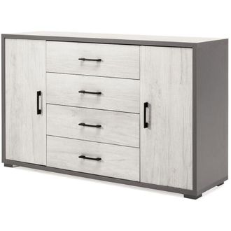 Capodarte Capodarte - Madia con 2 ante e 4 cassetti 137 cm in legno Quercia Bianco - amal