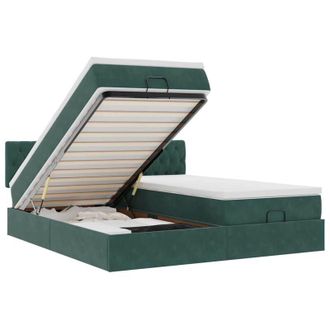 vidaXL Vidaxl - Estructura De Cama Otomana Colchones Terciopelo Verde Oscuro