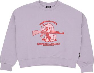 PROPAGANDA Puppy Croptop Crewneck Sweatshirt - Dames - Sweatshirts - Paars - M - Katoen - Hoodies & sweatvesten