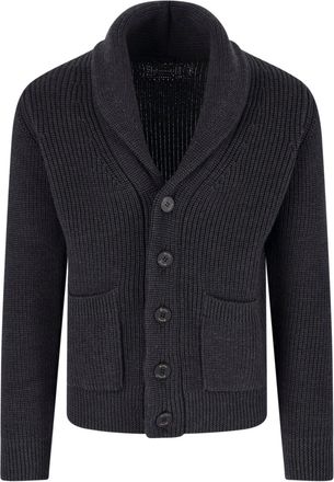 Drumohr Merino Wool Cardigan with Shawl Collar and Ribbed Details