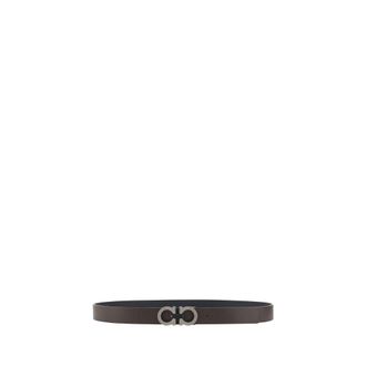 Ferragamo Gancini Logo Calf Leather Belt - Black