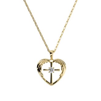 Autentica Guardian Angel Heart Pendant With Chain Necklace