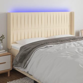 vidaXL Cabecero Con Led De Tela Color Crema 183x16x118/128 Cm Vidaxl