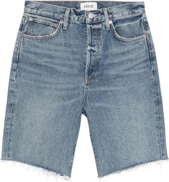 A Gold E Riley High-Rise Distressed Denim Shorts - Dames - Denim shorts - Blauw - W26 - Denim - Korte Broeken
