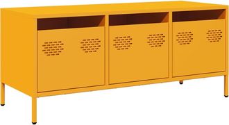 vidaXL Vidaxl - Mobile Tv Giallo Senape 101,5x39x43,5 Cm In Acciaio