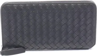 Bottega Veneta Black Leather Long Wallet (Bi-Fold) (Pre-Owned)