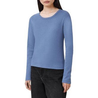AllSaints Stevie Long Sleeve Organic Cotton T-Shirt in Light Denim Blue at Nordstrom Rack, Size X-Small