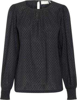 Kaffe Zwart Diep Smock Manchet Blouse - Dames - Blouses - Zwart - L - Overhemden