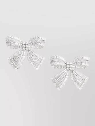 Self Portrait crystal-embellished bow earrings