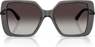 Jimmy Choo London Pati 55mm Square Sunglasses in Transparent Black /Gray at Nordstrom