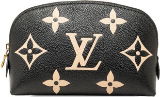 Louis Vuitton Beige Black Leather Pouch (Pre-Owned)