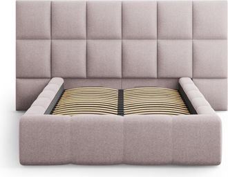 BLOOMINGLOFT Design Polsterbett Isa Xl mit Aufbewahrungsfach, Strukturstoff Rosa