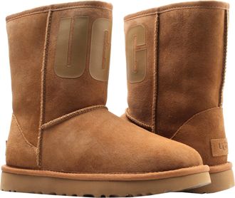 UGG Australia Classic Short UGG Rubber Logo Chestnut Womens Boots 1108230-CHE