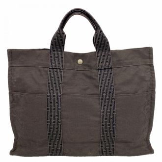 Herm&egrave;s Gray Canvas Tote Bag (Pre-Owned)