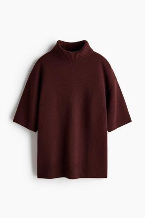 H&M Roll-neck Wool Jumper in Dark Rust Brown at Nordstrom, Size X-Small