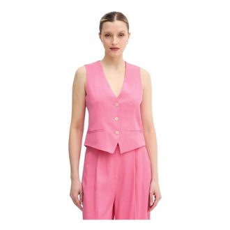 Lola Casademunt Jassen, Dames, Roze, S, Leer, V-hals Geknoopte Gilet