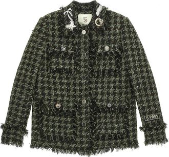 5 Progress Groene jassen met pied de poulle - Dames - Blazers - Groen - S - Tweed - Jassen