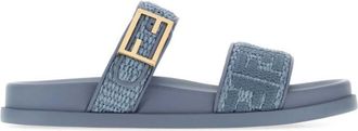Fendi Blue Logo Sandals